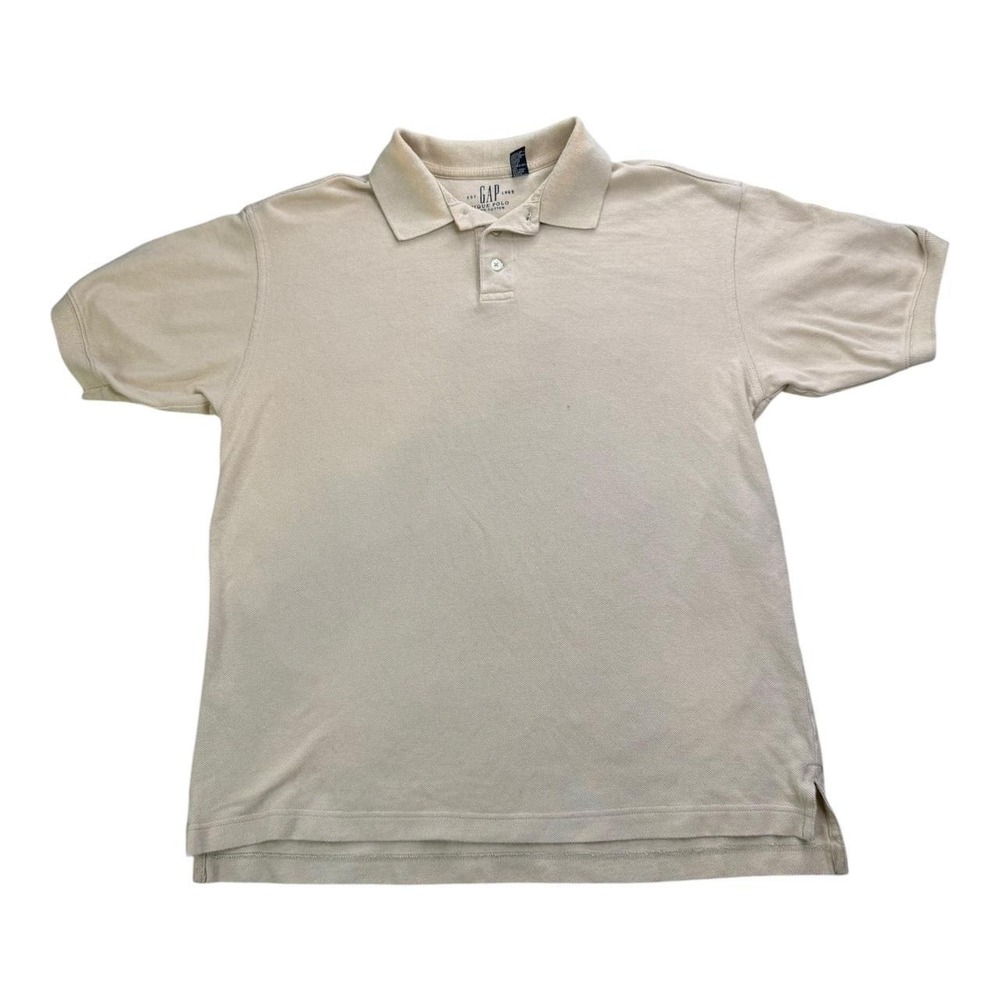Vintage GAP Polo Shirt Beige Neutral Basic Minimalist Streetwear Men Size Large